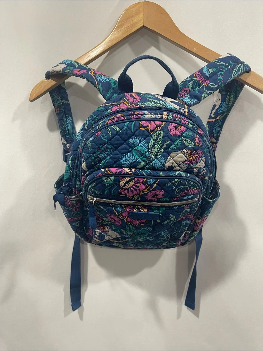 Vera Bradley Teal Floral Quilted Mini Backpack